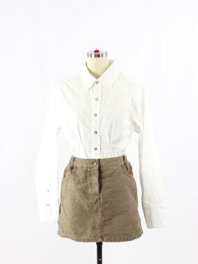 Vintage D&G DOLCE&GABBANA Taupe Brown 100% Cotton Corduroy Mini Skirt, Size 42/M